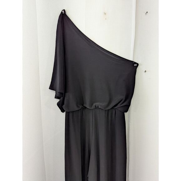 BISOU BISOU! SUPER ELEGANT ONE SHOULDER, DRAPED, MAXI ONESIE, JUMPSUIT! SZ 4 - Picture 9 of 11